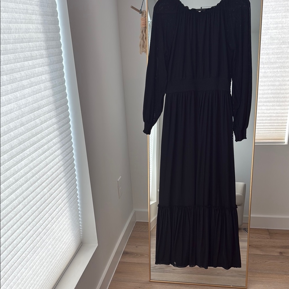 NWT Mesh Sleeve Black Maxi Dress - Picture 8 of 9